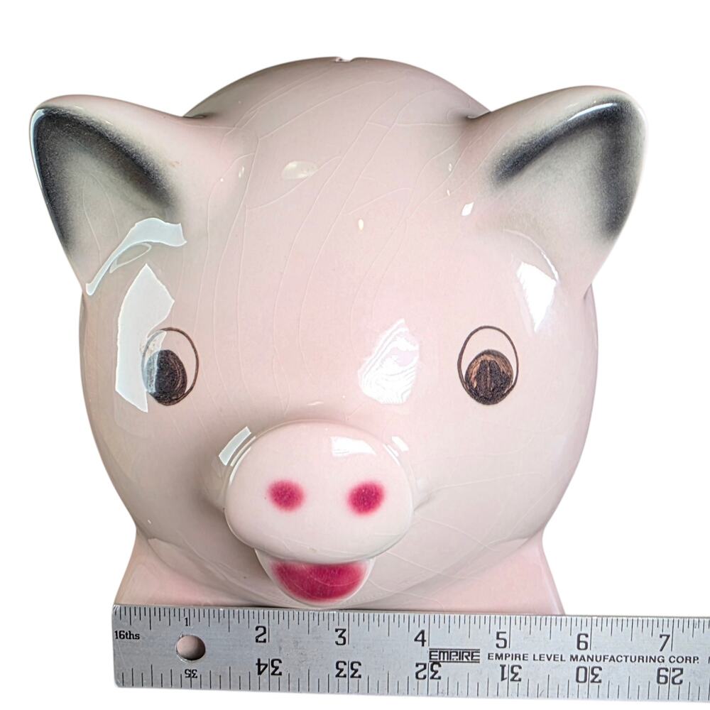 Goebel West Germany 1962 Pink Pig Bank 7.5" Large Ceramic w/ Stopper - Picture 8 of 15